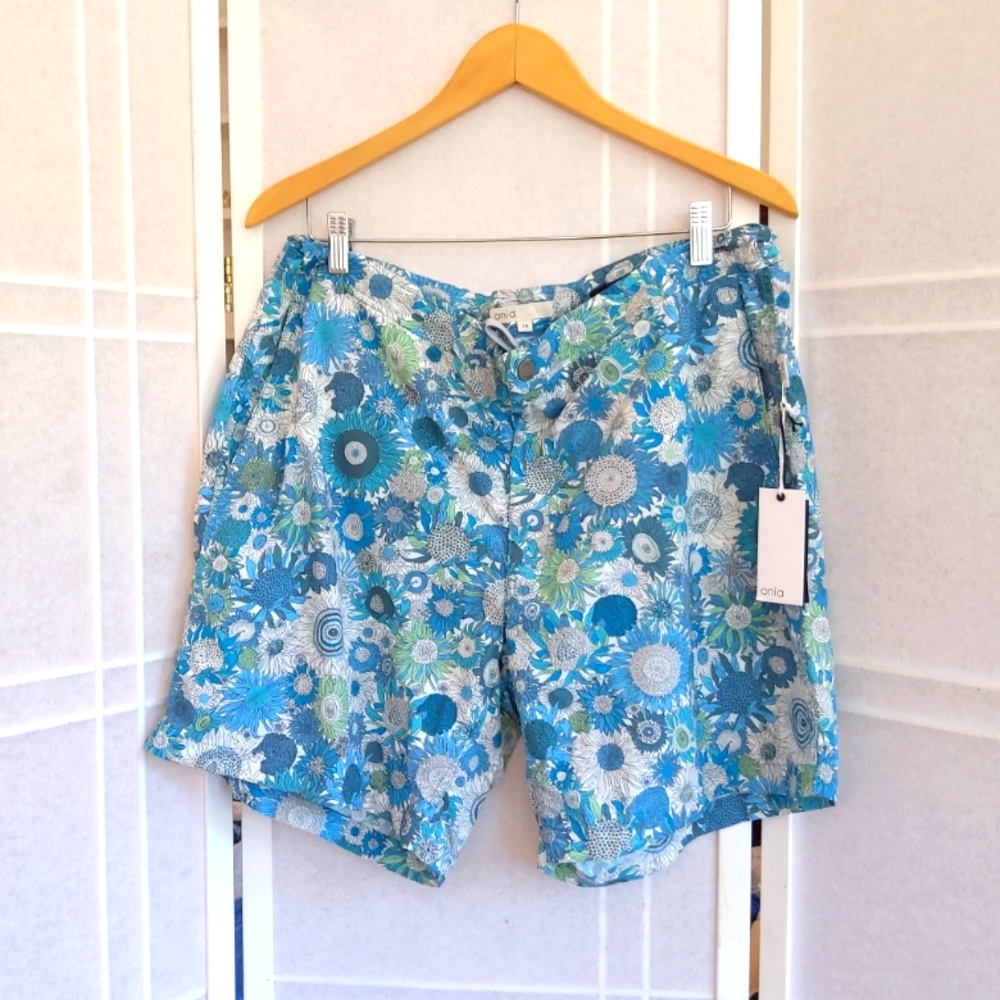 Onia blue white swim trunks Liberty fabric size 38